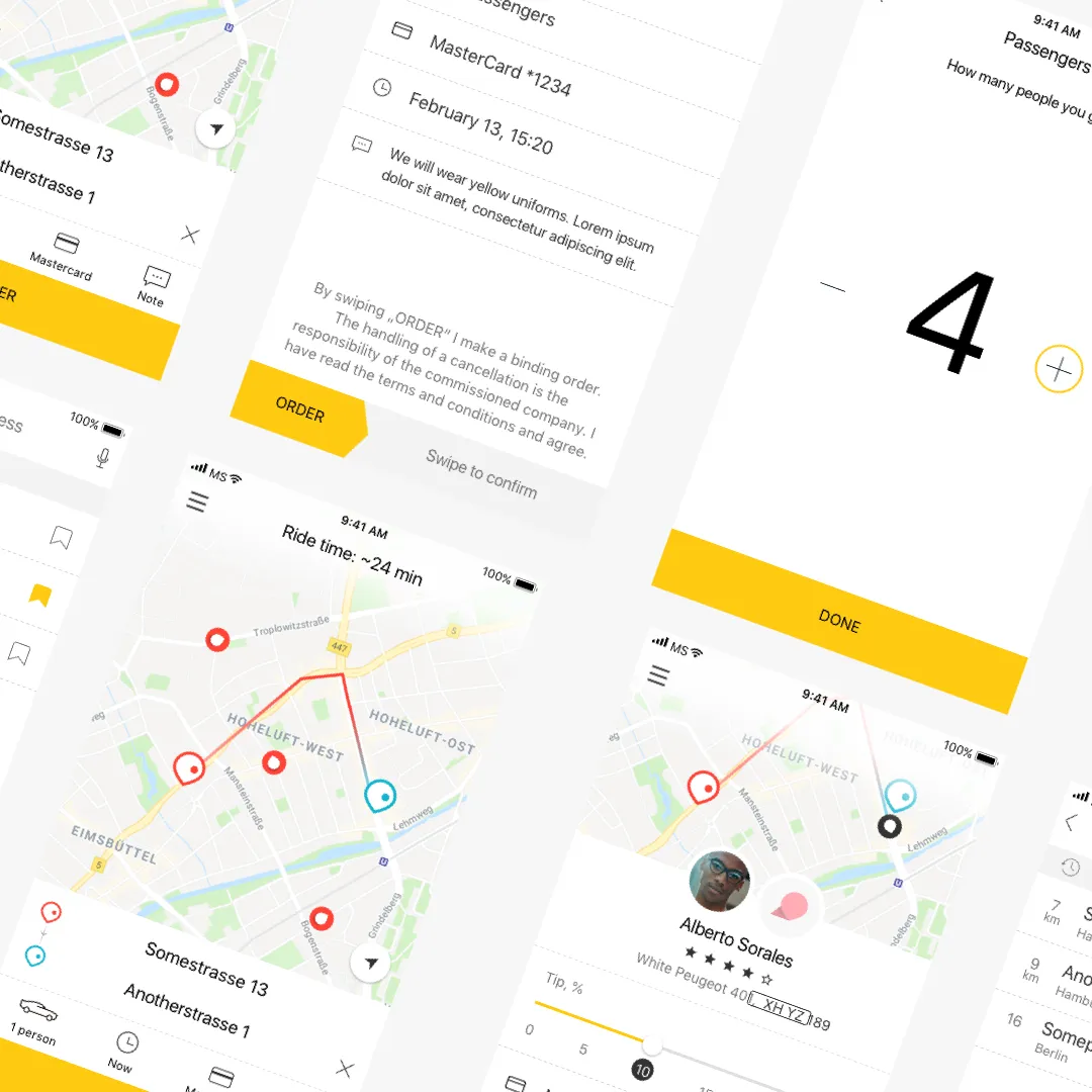 taxi app screens 2